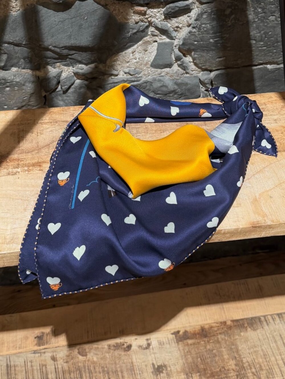 Hermès Navy Blue "Tea Time" 70 Silk Square Scarf